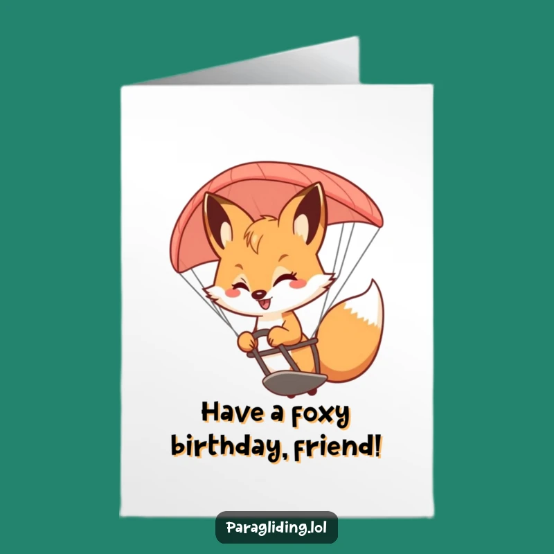 Free Printable Birthday Fox Paraglider Card: Funny Downloadable Gift for Joyful Flights