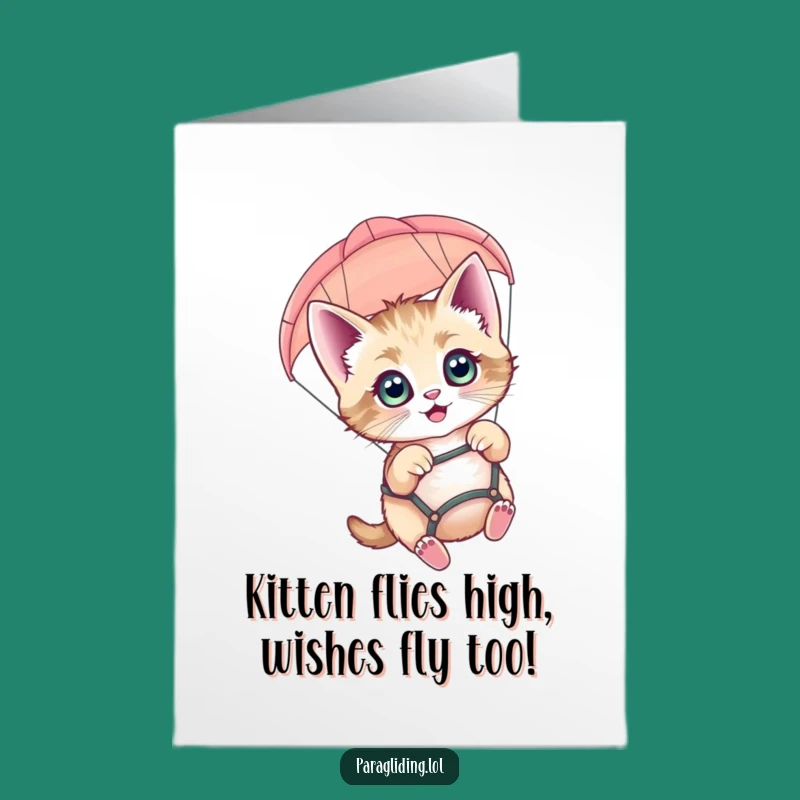 Free Printable Paragliding Kitten Birthday Card: Funny Kitten Downloadable Gift!