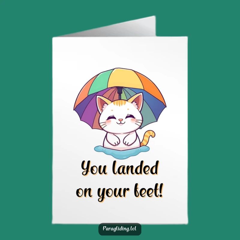 Free Printable Congrats Card: Cat's Rainbow Celebration - Joyful Downloadable Gift