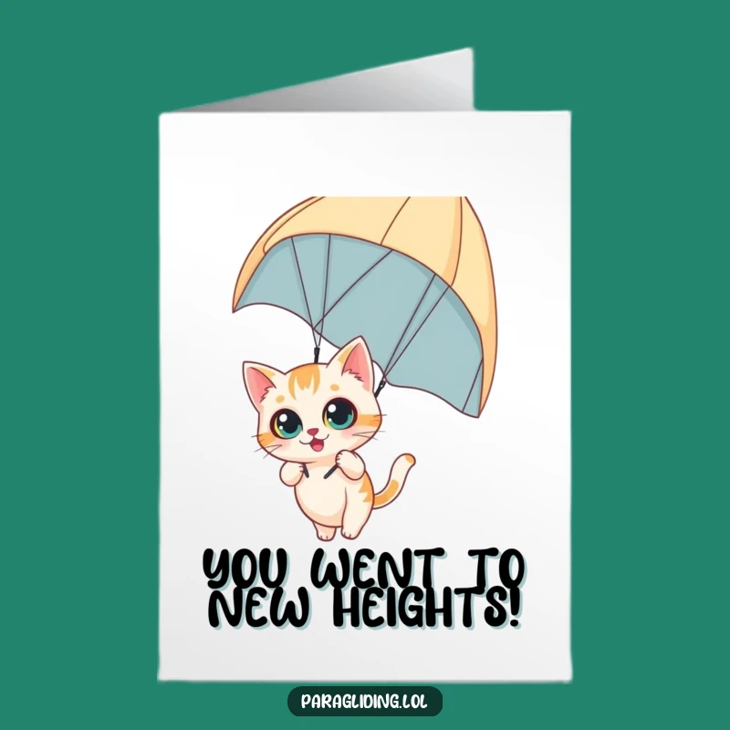 Free Printable Congrats Card: Curious Cat's Paragliding Adventure