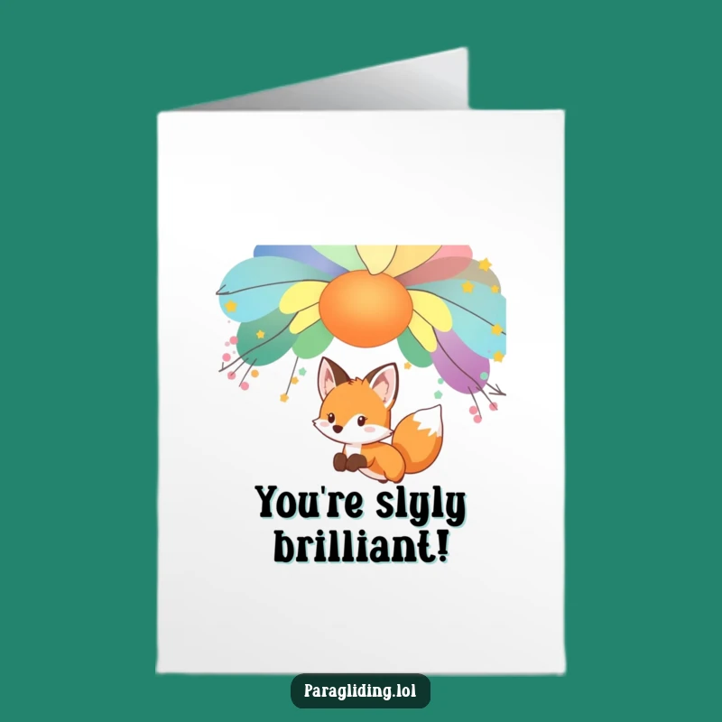 Free Printable Congrats Card: Gliding Fox - Whimsical & Funny Downloadable Gift!