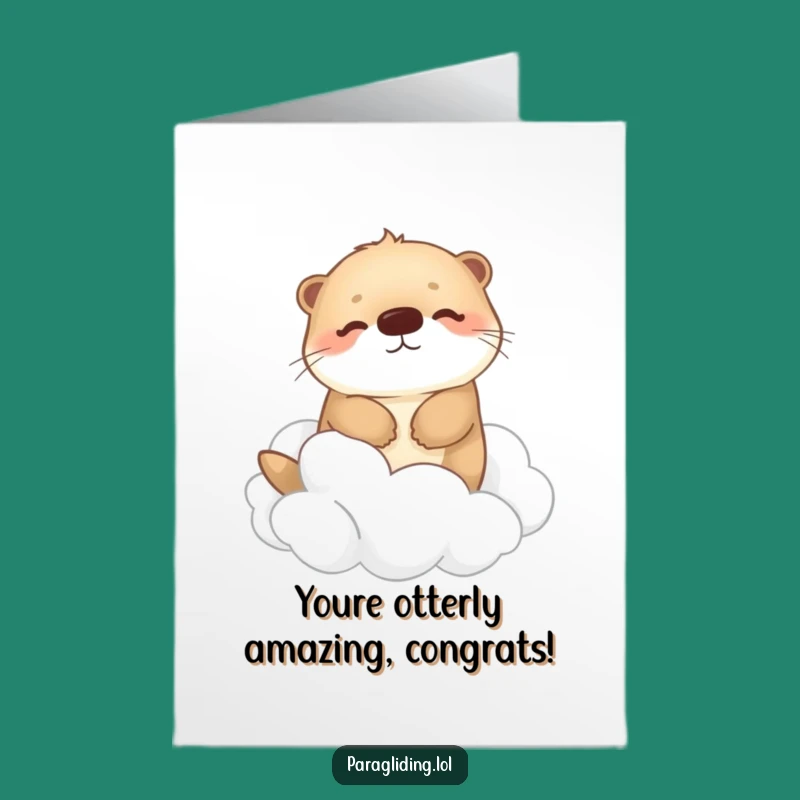 Free Printable Congrats Card: Otter on Clouds, Peaceful DIY Downloadable Gift