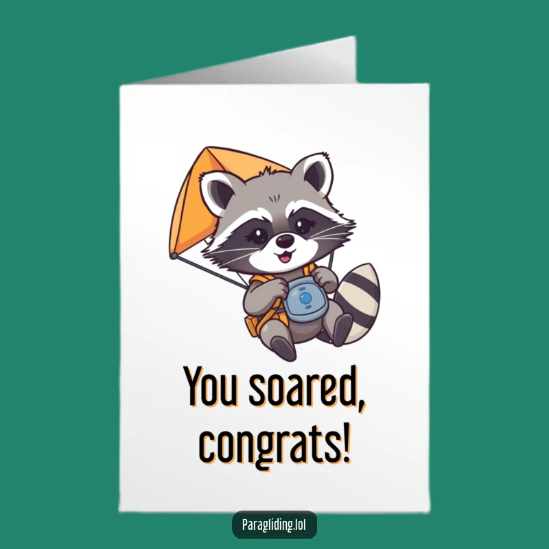 Free Printable Congrats Card: Raccoon Paraglider Hijinks, Hilarious Downloadable Gift!