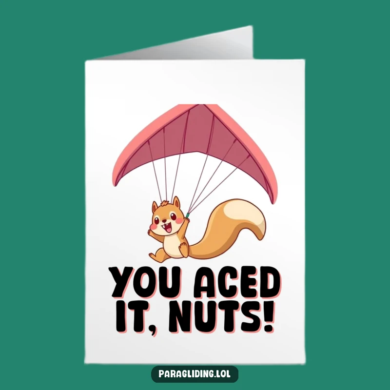 Free Printable Congrats Card: Squirrel Paragliding Excitement Funny Downloadable Gift