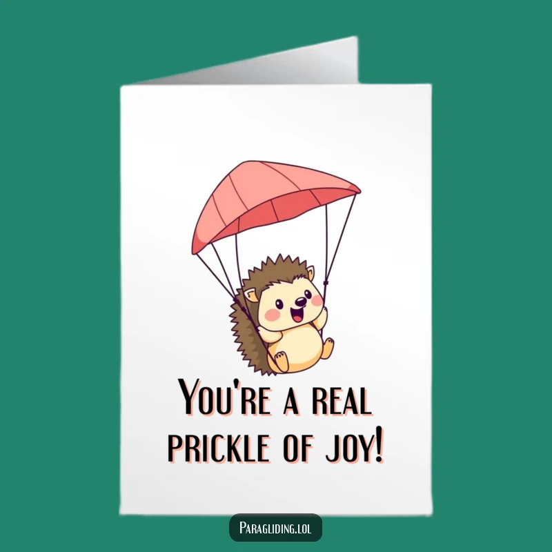 Free Printable Hedgehog Paraglider Card: Hilarious Congratulations Downloadable Gift