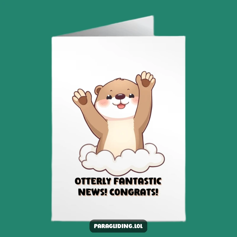 Free Printable Congrats Card: Waving Otter Cloud Celebration! Downloadable Gift
