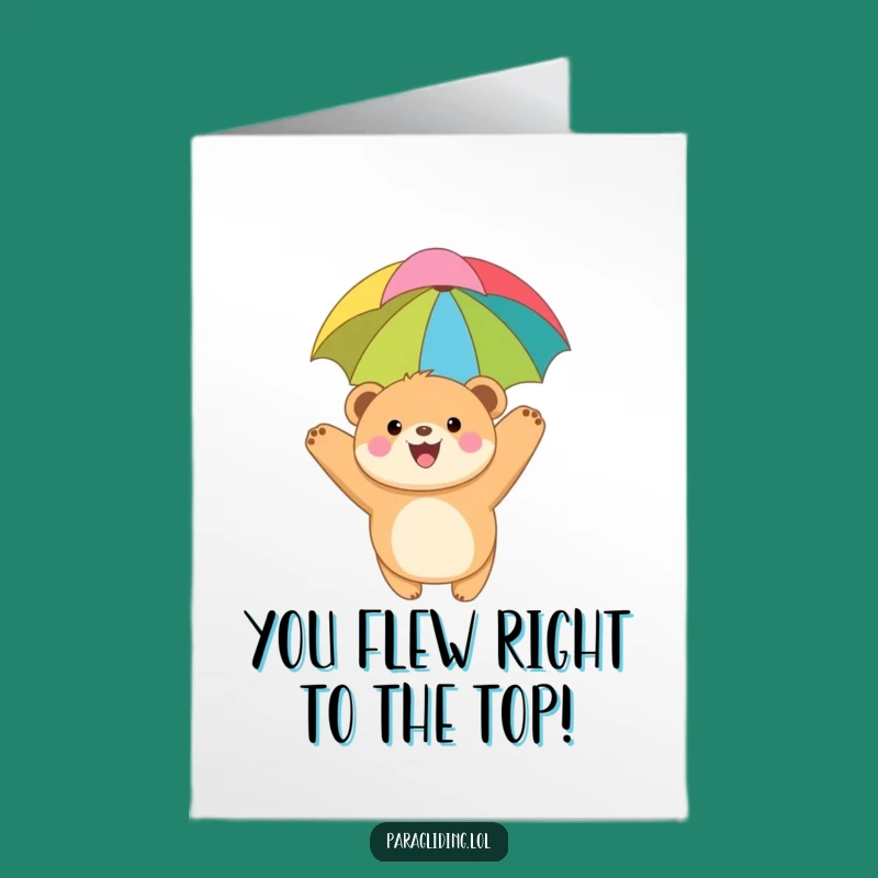 Free Printable Congrats Card: Bear Cub Paragliding, Joyful DIY Downloadable Gift