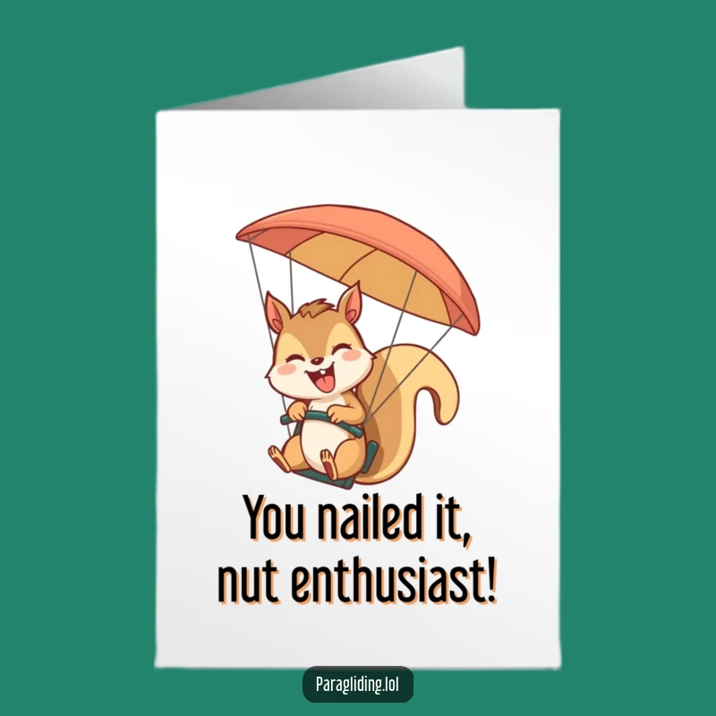 Free Printable Congrats Card: Giggling Squirrel Paragliding - Funny Downloadable