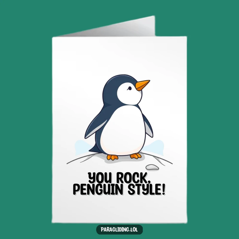Free Printable Funny Penguin Congrats Card: Calm Observation Downloadable Gift