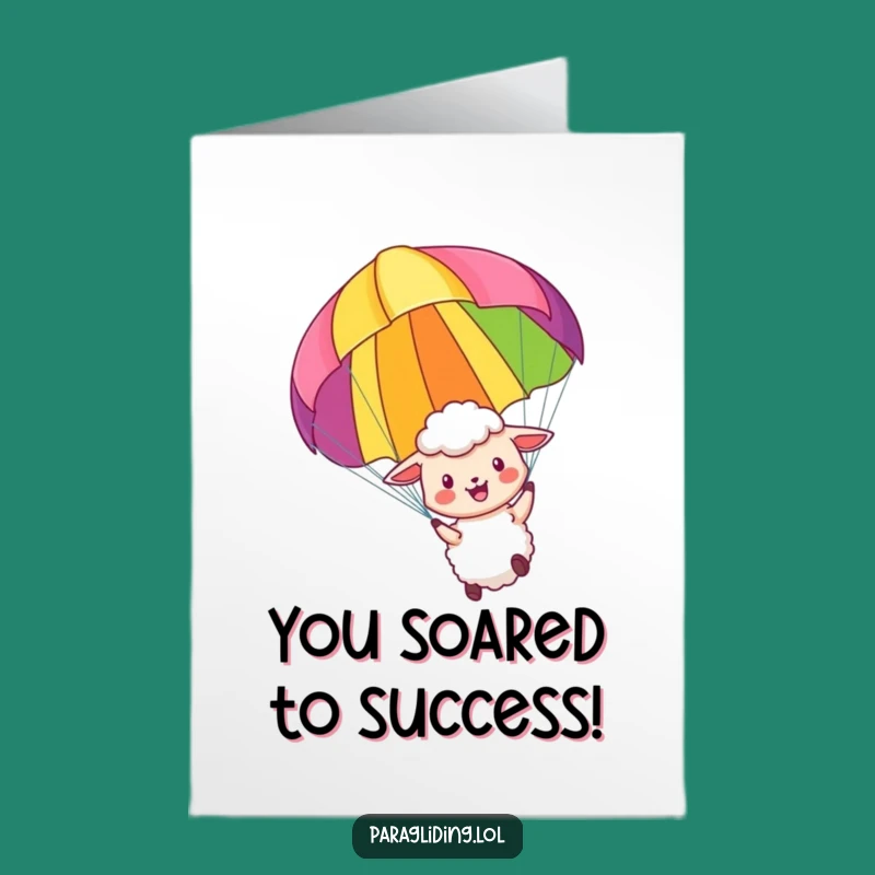 Free Printable Congrats Card: Joyful Sheep Paragliding, Fun Downloadable Gift for Success