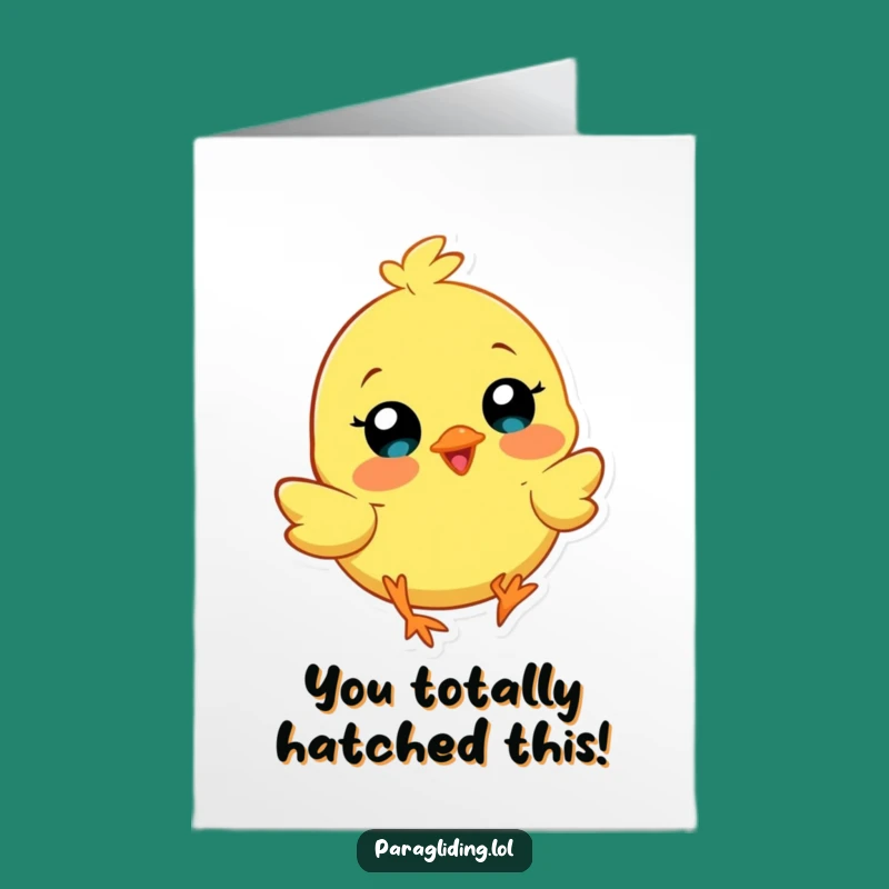 Free Printable Congrats Card: Cheerful Chick Paragliding to Celebrate Your Amazing, Exciting Achievement