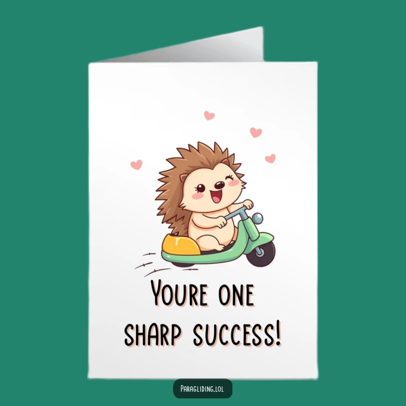 Free Printable Congrats Card: Hedgehog Breezy Ride Funny Downloadable Gift