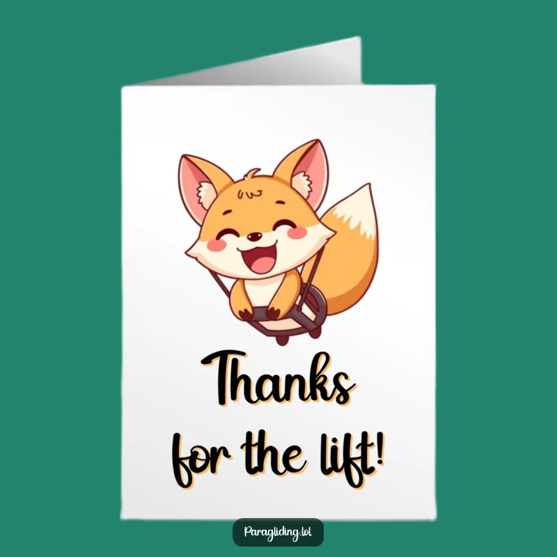 Free Printable Fox Paragliding Thank You Card: Grateful Downloadable for a Joyful Gesture!
