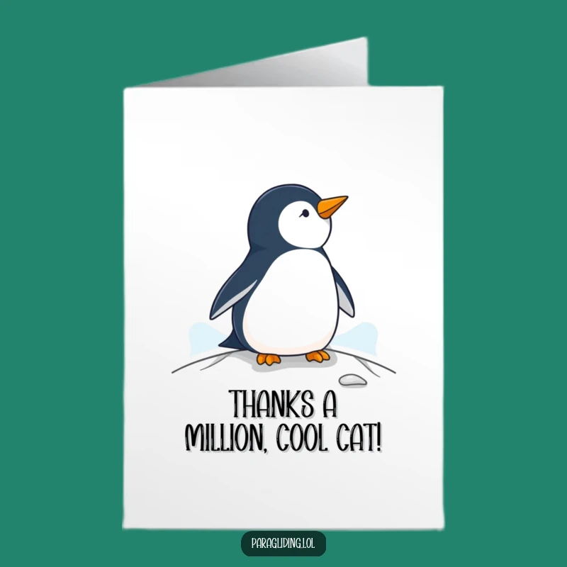 Free Printable Funny Penguin Thank You Card: Calm Observation Downloadable Gift