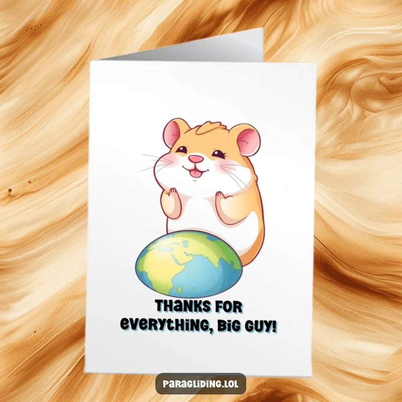 Funny Free Printable Hamster Thank You Card: A smiling hamster looks down, sending warm thanks from its unique vantage point.