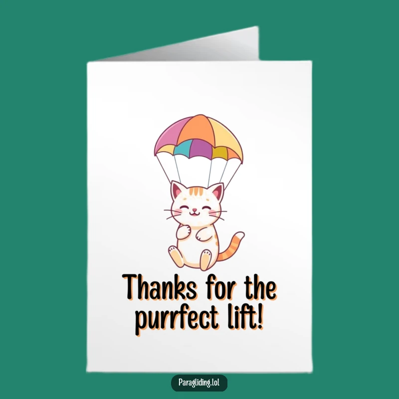 Free Printable Thank You Card: Cat Paragliding - Peaceful Downloadable Gratitude