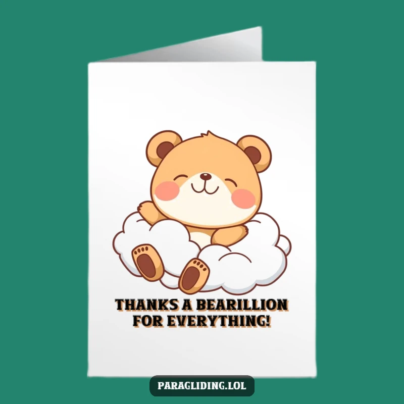 Free Printable Thank You Card: Delighted Bear Cloud Drifting Funny Downloadable Gift