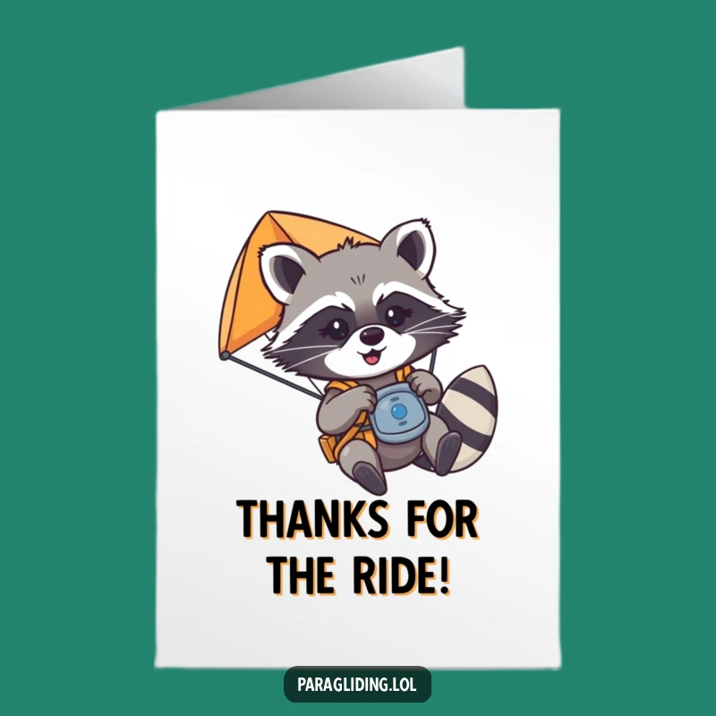 Free Printable Thank You Card: Raccoon Paraglider Mischief, Fun Downloadable Gift!