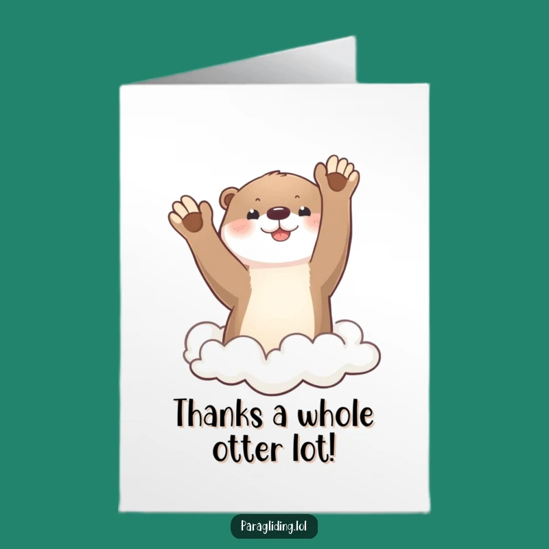 Free Printable Thank You Card: Waving Otter Cloud Gratitude! Downloadable Gift