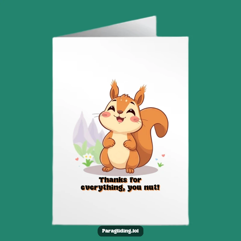 Free Printable Thank You Card: Squirrel High View Funny Downloadable Gratitude Gift