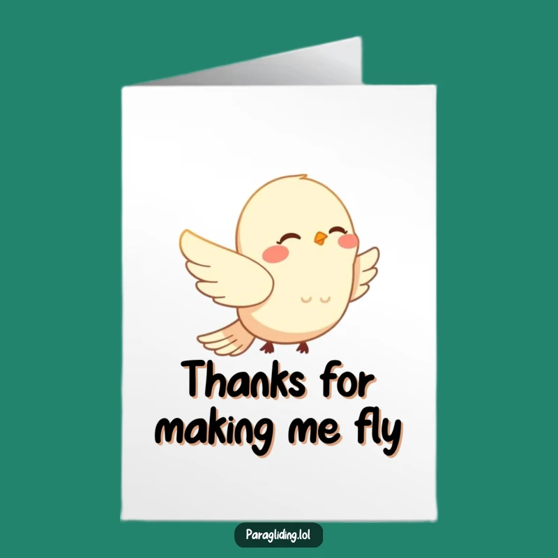 Free Printable Thank You Card: Smiling Bird Drifting - Funny Downloadable