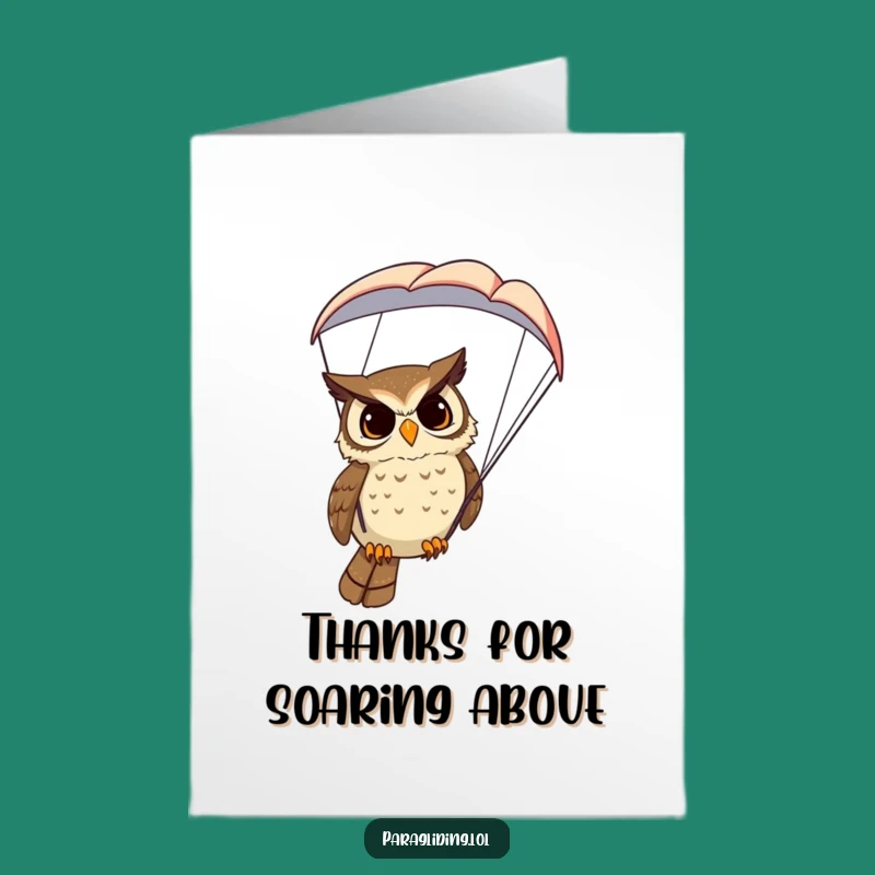 Free Printable Thank You Owl Paraglider Card: Humorous Downloadable Gift