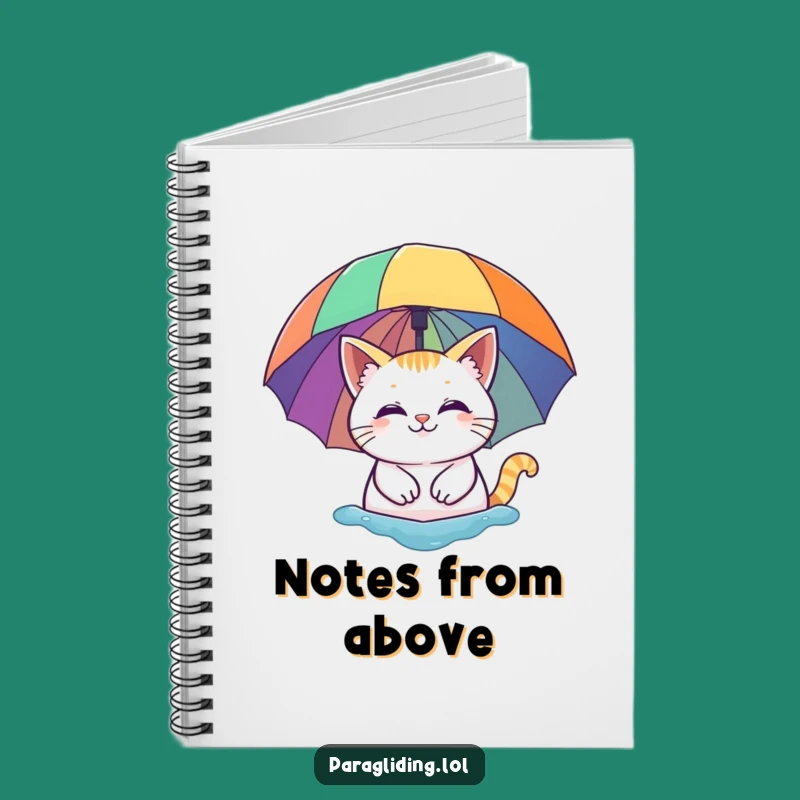 Funny Cat Rainbow Umbrella Notebook - Whimsical Cartoon Journal for Ideas