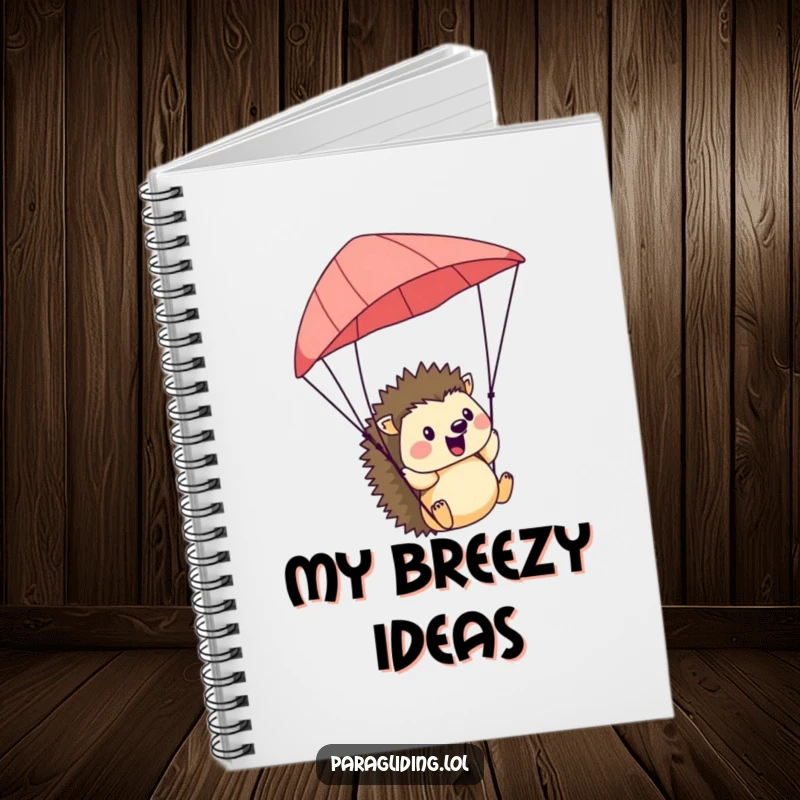Funny Hedgehog Notebook: A lined notebook featuring a cheerful hedgehog paragliding, ready for jotting down happy thoughts and ideas.