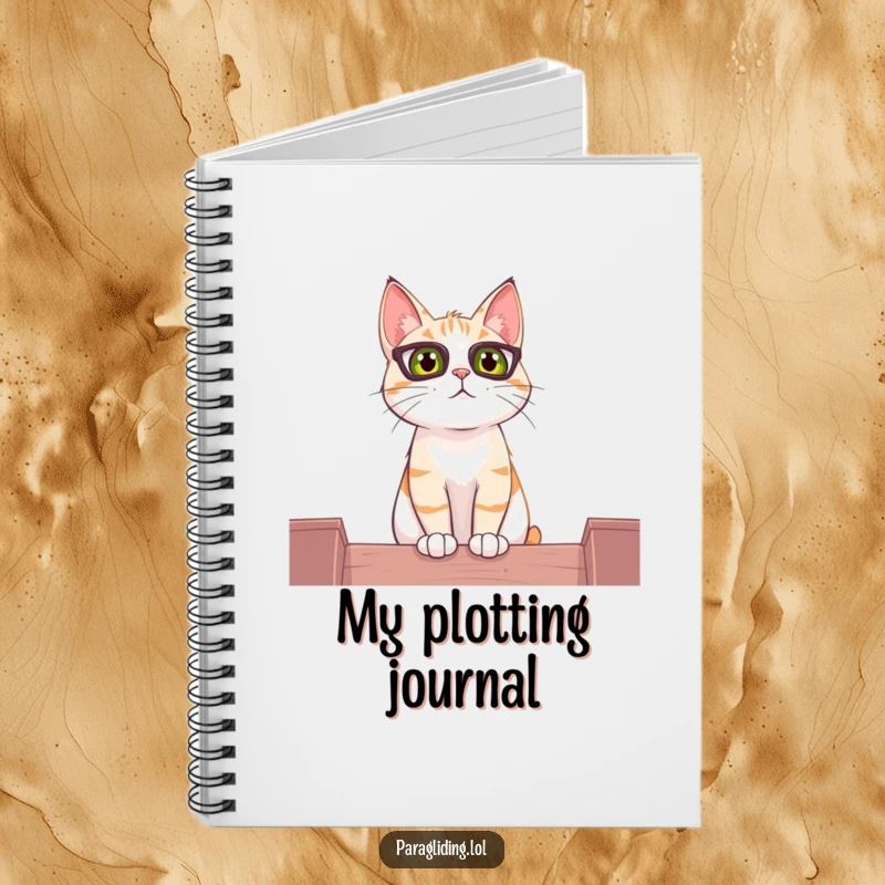 Funny notebook with a curious cat observing the world from a high perch, perfect for jotting down thoughts.