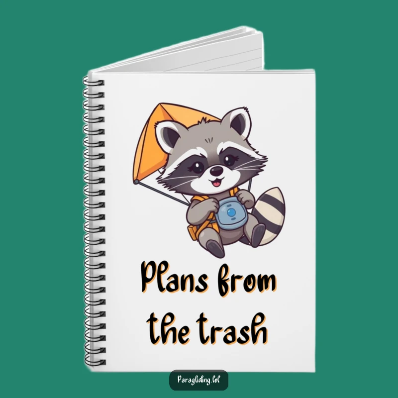 Funny Raccoon Paraglider Notebook - Mischievous Pilot Journal Gift