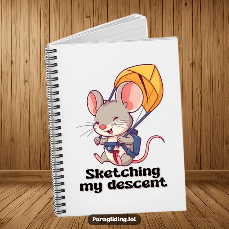 Funny paraglider mouse notebook: a journal with a determined mouse holding paraglider handles, inspiring adventurous ideas.