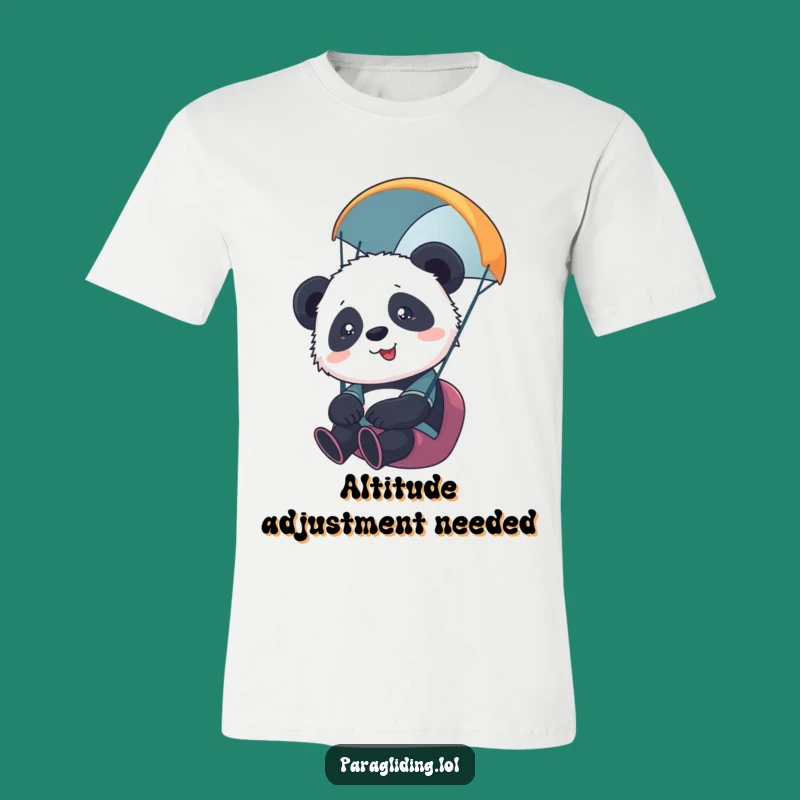 Funny Panda Paraglider T-Shirt - Adorable Overwhelmed Bear Flying High