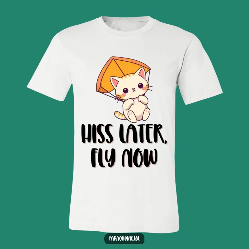 Funny Cat Paragliding T-Shirt: Determined Feline Astronaut of the Skies