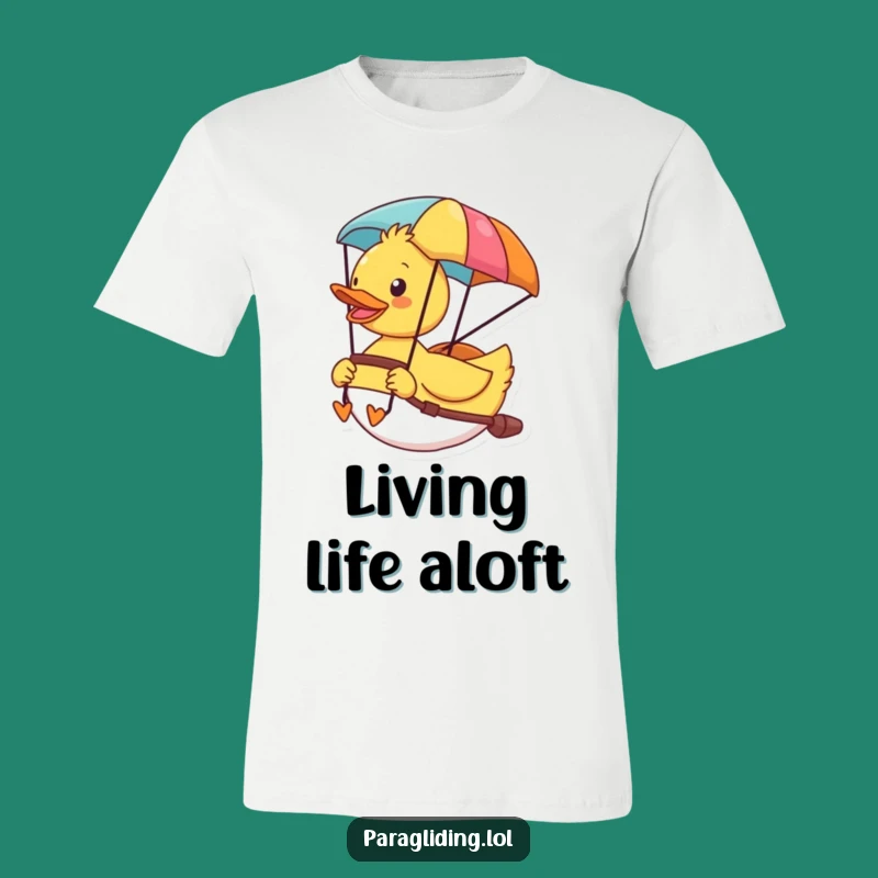 Funny Cheerful Duck Paragliding T-Shirt: Adventure Awaits