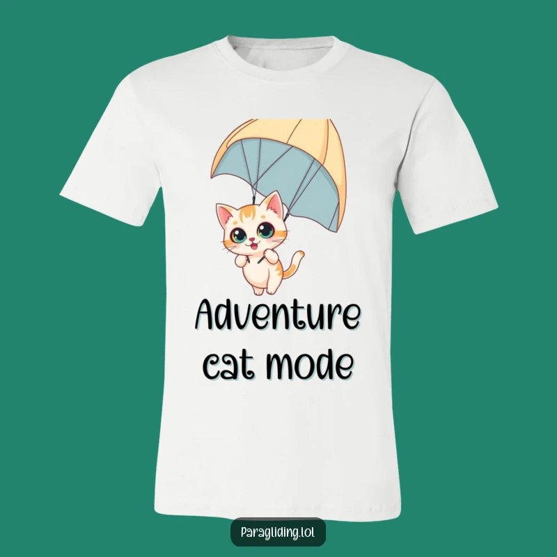 Funny Curious Cat T-Shirt: Wide-Eyed Paraglider Fun Gift for Cat Lovers