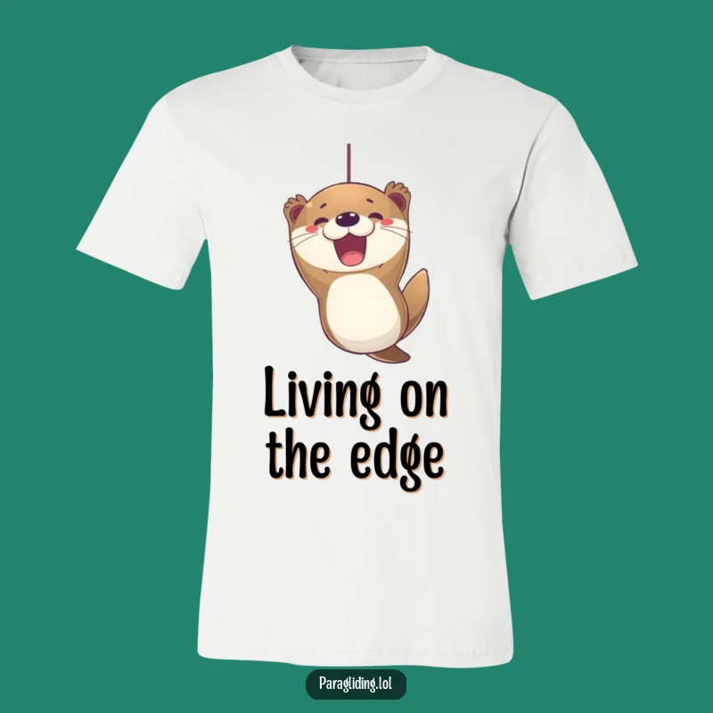 Funny Excited Otter Paragliding T-Shirt - Joyful Expression, Ultimate Funny Gift Tee