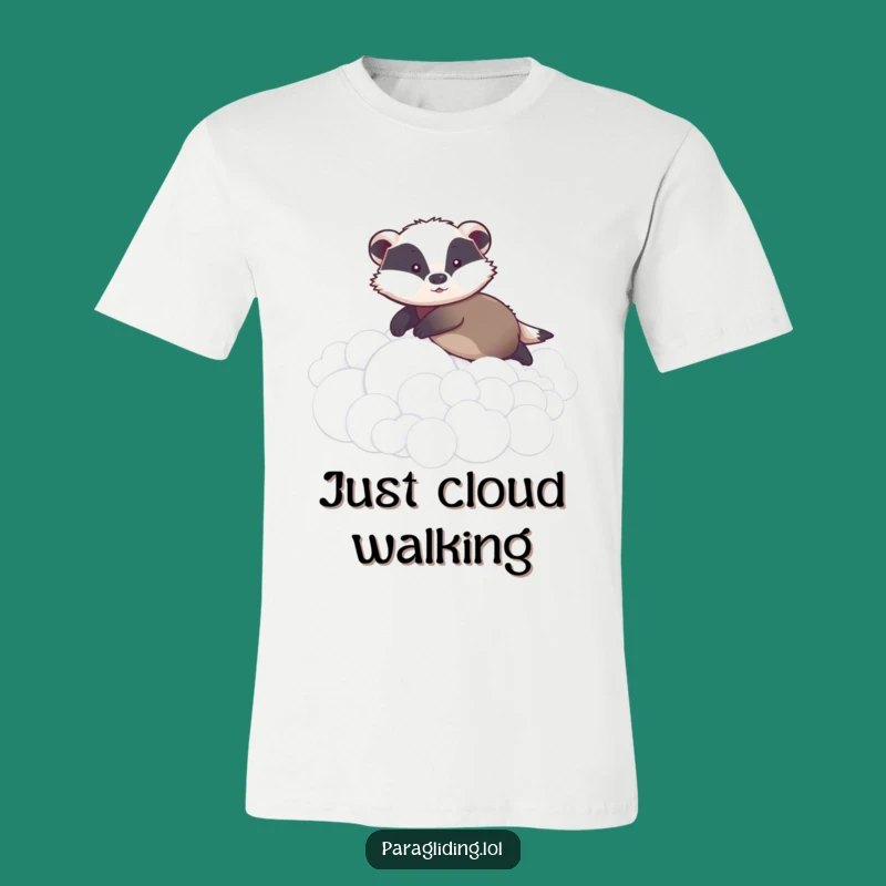 Funny Graceful Badger T-Shirt: Gentle Cloud Gliding Graphic Tee