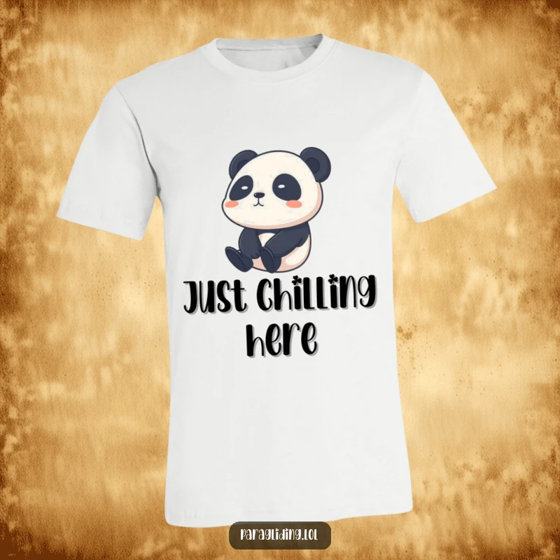 Funny shy panda t-shirt, a cute panda calmly drifting through the sky, embodying gentle charm.