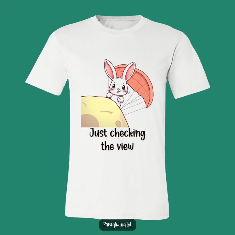 Funny Curious Rabbit Paraglider T-Shirt: Adventure Awaits Your Peek