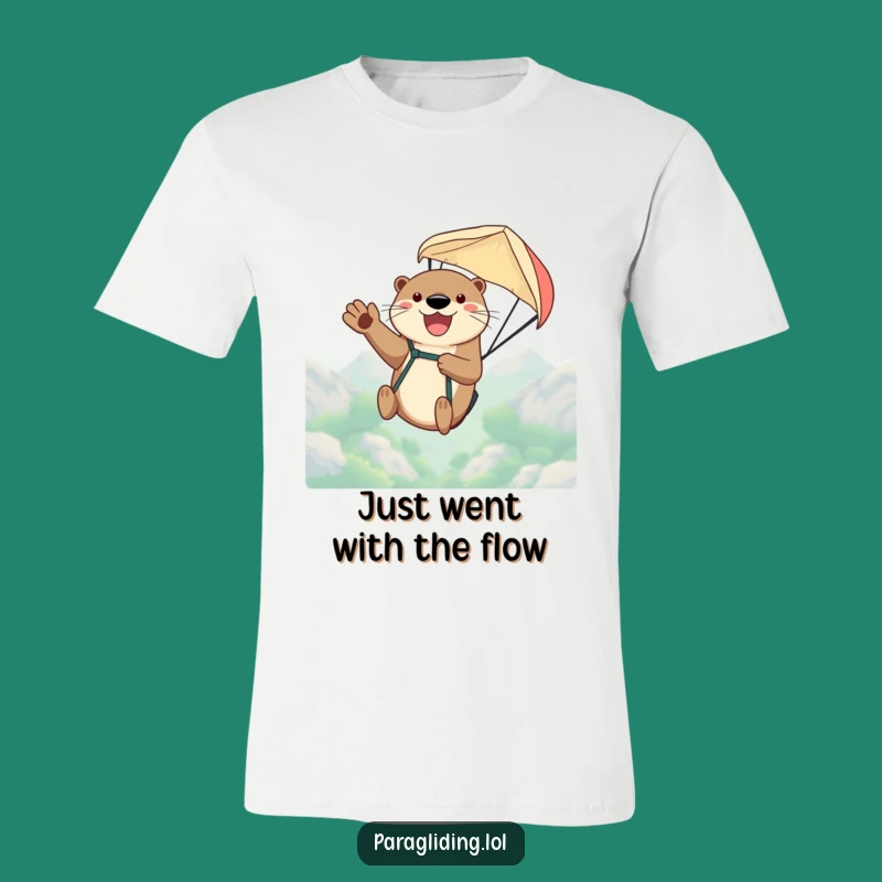 Funny Otter Paraglider T-Shirt - Happy Animal Adventure Tee, Great Gift!