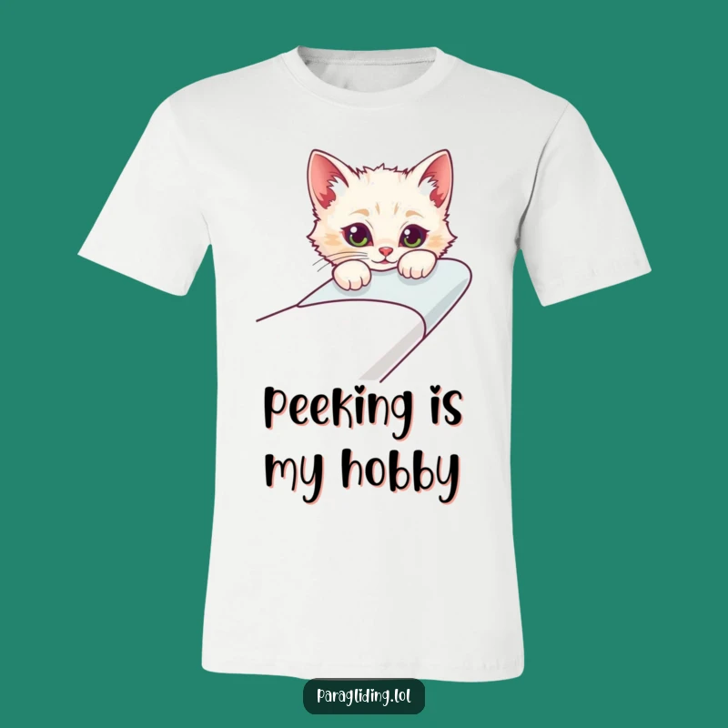 Funny Curious Cat Glider T-Shirt: Explore with Feline Delight