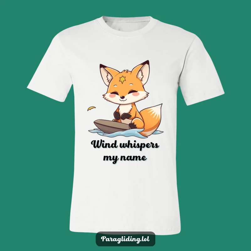 Funny Fox Paraglider T-Shirt: Graceful Feline Flight Tee Gift