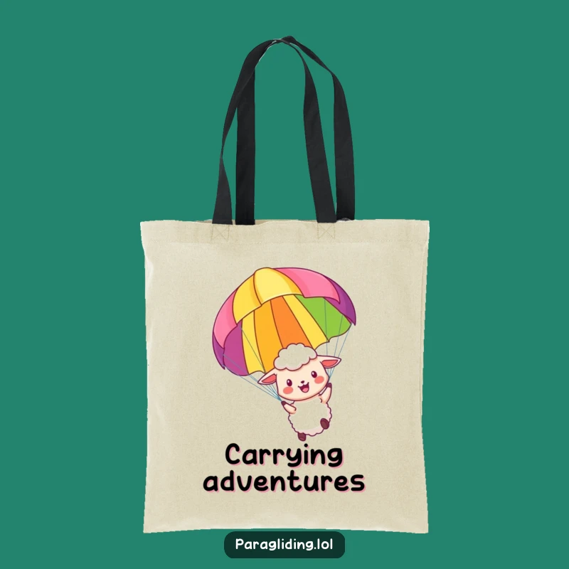 Funny Sheep Paraglider Tote Bag: Colorful Flight Art, Perfect Gift