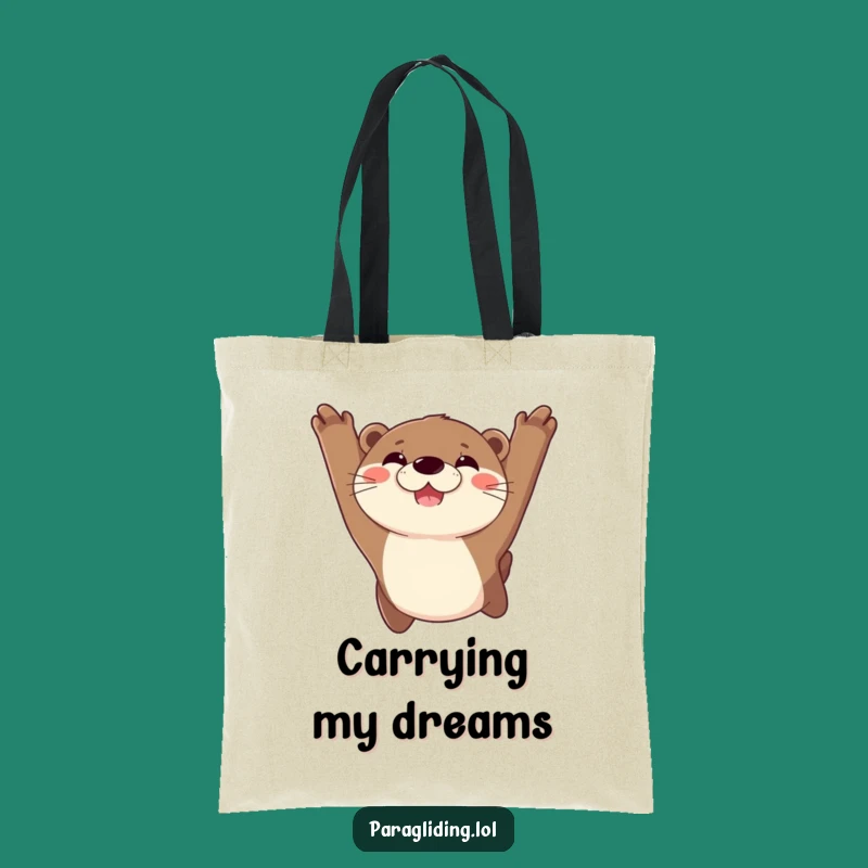 Funny Joyful Otter Tote Bag: Hilarious Sky Adventure Carry-All