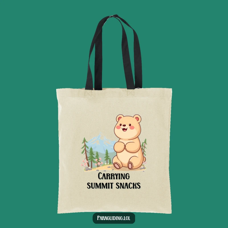 Funny Bear Mountain Tote Bag: Beaming Hiker's View Companion - Hilarious Accessory